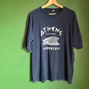 Athens, Greece Parthenon Tee in faded black with white graphic size XXL